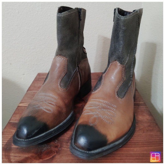 Aldo Brown and Black Cowboy Western Boots Size 41 - Picture 1 of 6